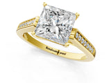 Yellow gold Princess Cut Solitaire Cathedral Diamond Engagement Ring with Channel-Set Band and Four-Prong Setting_8