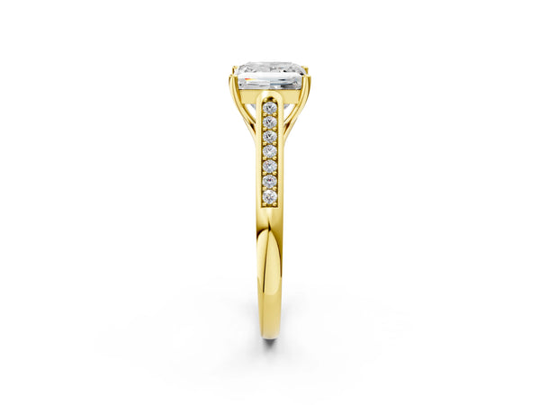 Yellow Gold Princess Cut Cathedral Solitaire Engagement Ring Setting with Channel Set Band