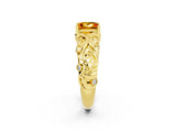 Yellow gold Princess Cut Solitaire Citrine Leaf-Inspired Vine Band Ring with Prong Setting_2