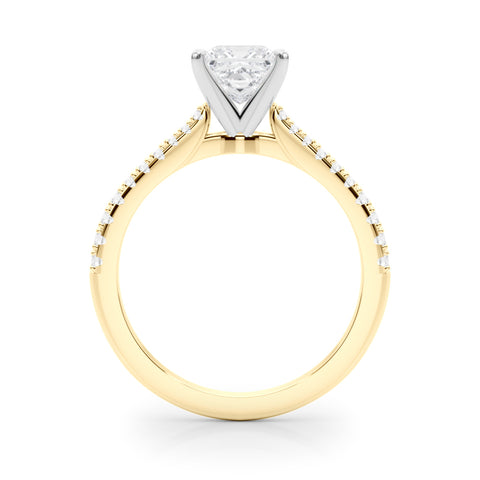 Yellow gold Princess Cut Solitaire Diamond Engagement Ring with Pave Band and Four-Prong Setting 2