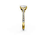 Yellow gold Princess Cut Solitaire Diamond Engagement Ring with Pave Band and Four-Prong Setting_173