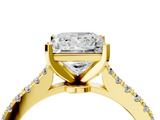 Yellow gold Princess Cut Solitaire Diamond Engagement Ring with Pave Band and Four-Prong Setting_175