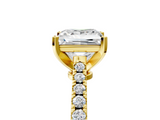 Yellow gold Princess Cut Solitaire Diamond Engagement Ring with Pave Band and Four-Prong Setting_176