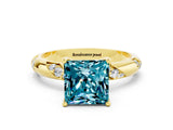 Yellow gold Princess Cut Solitaire Diamond Engagement Ring with Twisted Pave Band and Four-Prong Setting