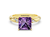 Yellow gold Princess Cut Solitaire Diamond Engagement Ring with Twisted Pave Band and Four-Prong Setting