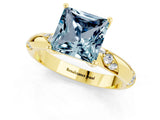 Yellow gold Princess Cut Solitaire Diamond Engagement Ring with Twisted Pave Band and Four-Prong Setting_1