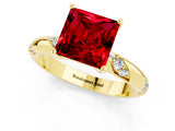 Yellow gold Princess Cut Solitaire Diamond Engagement Ring with Twisted Pave Band and Four-Prong Setting_1