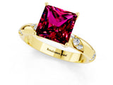 Yellow gold Princess Cut Solitaire Diamond Engagement Ring with Twisted Pave Band and Four-Prong Setting_1