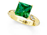 Yellow gold Princess Cut Solitaire Diamond Engagement Ring with Twisted Pave Band and Four-Prong Setting_1