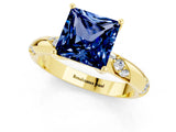 Yellow gold Princess Cut Solitaire Diamond Engagement Ring with Twisted Pave Band and Four-Prong Setting_1