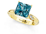 Yellow gold Princess Cut Solitaire Diamond Engagement Ring with Twisted Pave Band and Four-Prong Setting_1