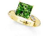 Yellow gold Princess Cut Solitaire Diamond Engagement Ring with Twisted Pave Band and Four-Prong Setting_1