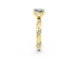 Yellow gold Princess Cut Solitaire Diamond Engagement Ring with Twisted Pave Band and Four-Prong Setting_2