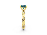 Yellow gold Princess Cut Solitaire Diamond Engagement Ring with Twisted Pave Band and Four-Prong Setting_2