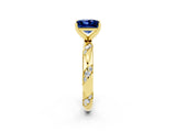 Yellow gold Princess Cut Solitaire Diamond Engagement Ring with Twisted Pave Band and Four-Prong Setting_2