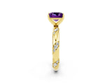 Yellow gold Princess Cut Solitaire Diamond Engagement Ring with Twisted Pave Band and Four-Prong Setting_2