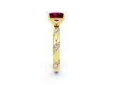 Yellow gold Princess Cut Solitaire Diamond Engagement Ring with Twisted Pave Band and Four-Prong Setting_2