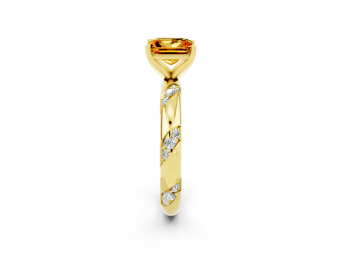 Yellow gold Princess Cut Solitaire Diamond Engagement Ring with Twisted Pave Band and Four-Prong Setting_2