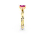 Yellow gold Princess Cut Solitaire Diamond Engagement Ring with Twisted Pave Band and Four-Prong Setting_2