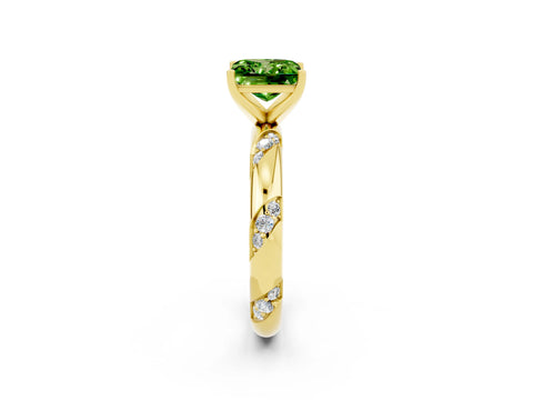Yellow gold Princess Cut Solitaire Diamond Engagement Ring with Twisted Pave Band and Four-Prong Setting_2