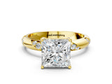 Yellow gold Princess Cut Solitaire Diamond Engagement Ring with Twisted Pave Band and Four-Prong Setting_3