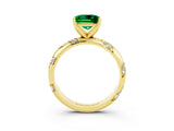 Yellow gold Princess Cut Solitaire Diamond Engagement Ring with Twisted Pave Band and Four-Prong Setting_3
