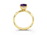 Yellow gold Princess Cut Solitaire Diamond Engagement Ring with Twisted Pave Band and Four-Prong Setting_3