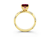 Yellow gold Princess Cut Solitaire Diamond Engagement Ring with Twisted Pave Band and Four-Prong Setting_3