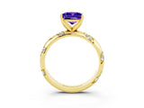 Yellow gold Princess Cut Solitaire Diamond Engagement Ring with Twisted Pave Band and Four-Prong Setting_3