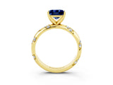 Yellow gold Princess Cut Solitaire Diamond Engagement Ring with Twisted Pave Band and Four-Prong Setting_3