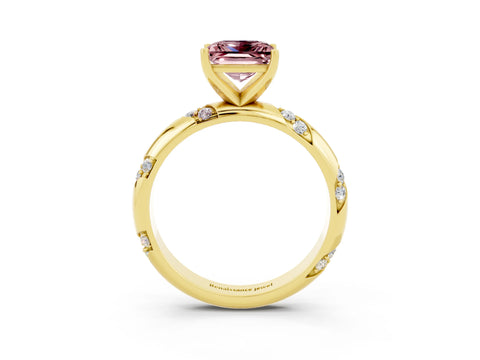 Yellow gold Princess Cut Solitaire Diamond Engagement Ring with Twisted Pave Band and Four-Prong Setting_3