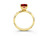 Yellow gold Princess Cut Solitaire Diamond Engagement Ring with Twisted Pave Band and Four-Prong Setting_3