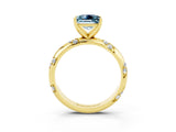 Yellow gold Princess Cut Solitaire Diamond Engagement Ring with Twisted Pave Band and Four-Prong Setting_3