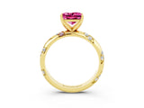Yellow gold Princess Cut Solitaire Diamond Engagement Ring with Twisted Pave Band and Four-Prong Setting_3