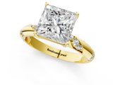 Yellow gold Princess Cut Solitaire Diamond Engagement Ring with Twisted Pave Band and Four-Prong Setting_4