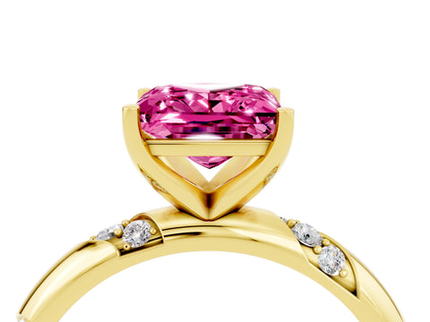 Yellow gold Princess Cut Solitaire Diamond Engagement Ring with Twisted Pave Band and Four-Prong Setting_4