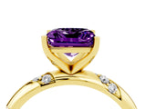 Yellow gold Princess Cut Solitaire Diamond Engagement Ring with Twisted Pave Band and Four-Prong Setting_4