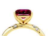 Yellow gold Princess Cut Solitaire Diamond Engagement Ring with Twisted Pave Band and Four-Prong Setting_4
