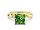 Yellow gold Princess Cut Solitaire Diamond Engagement Ring with Twisted Pave Band and Four-Prong Setting