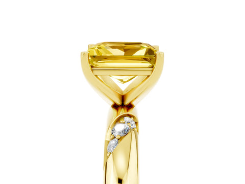 Yellow gold Princess Cut Solitaire Diamond Engagement Ring with Twisted Pave Band and Four-Prong Setting_5