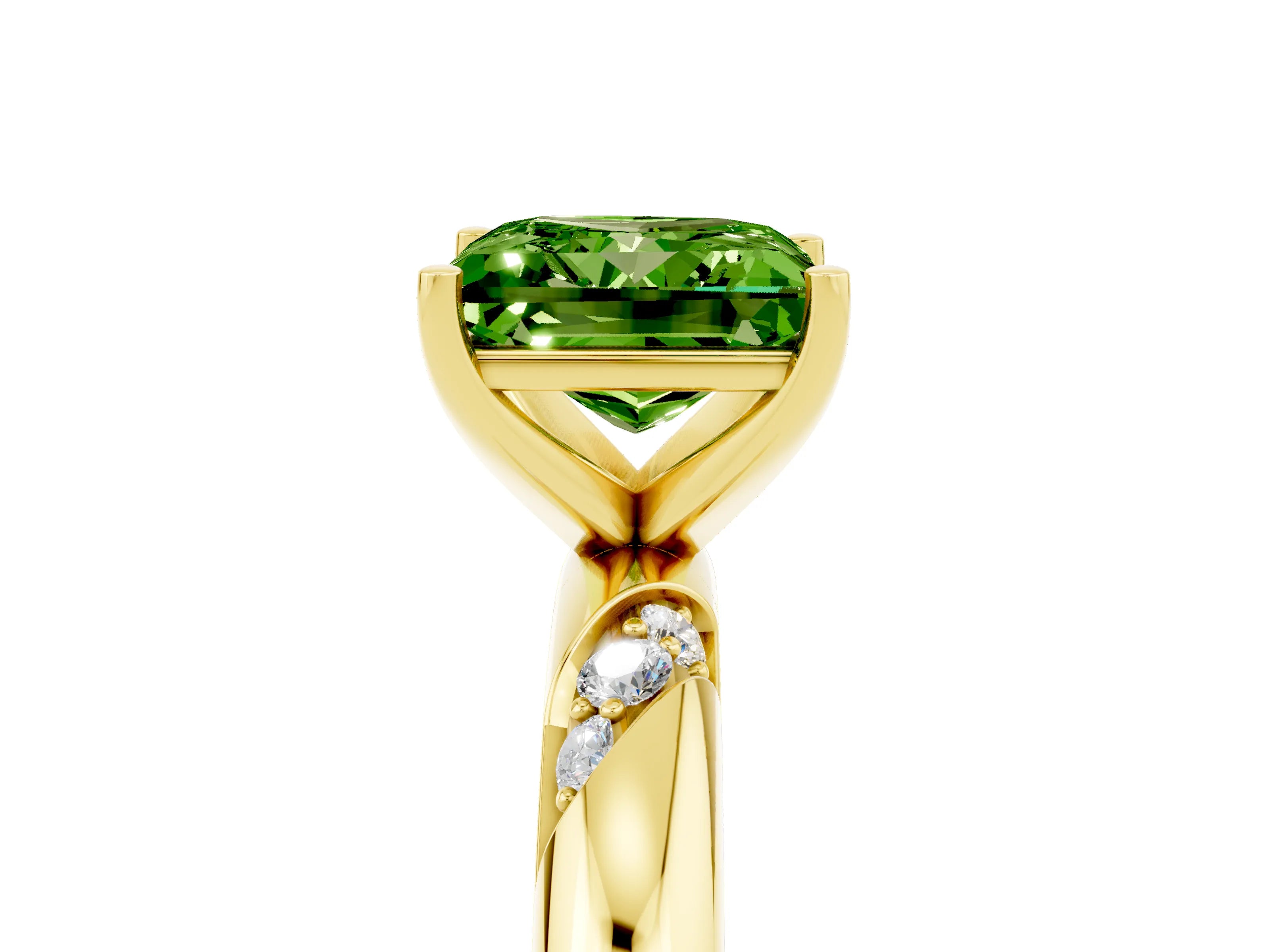 Yellow gold Princess Cut Solitaire Diamond Engagement Ring with Twisted Pave Band and Four-Prong Setting_5