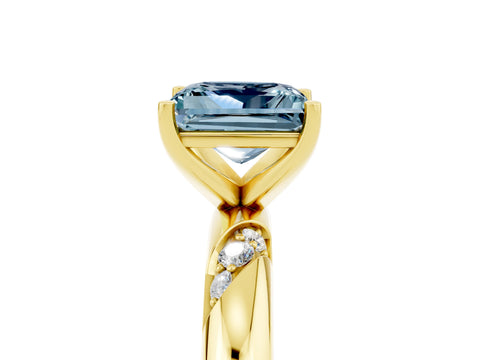 Yellow gold Princess Cut Solitaire Diamond Engagement Ring with Twisted Pave Band and Four-Prong Setting_5