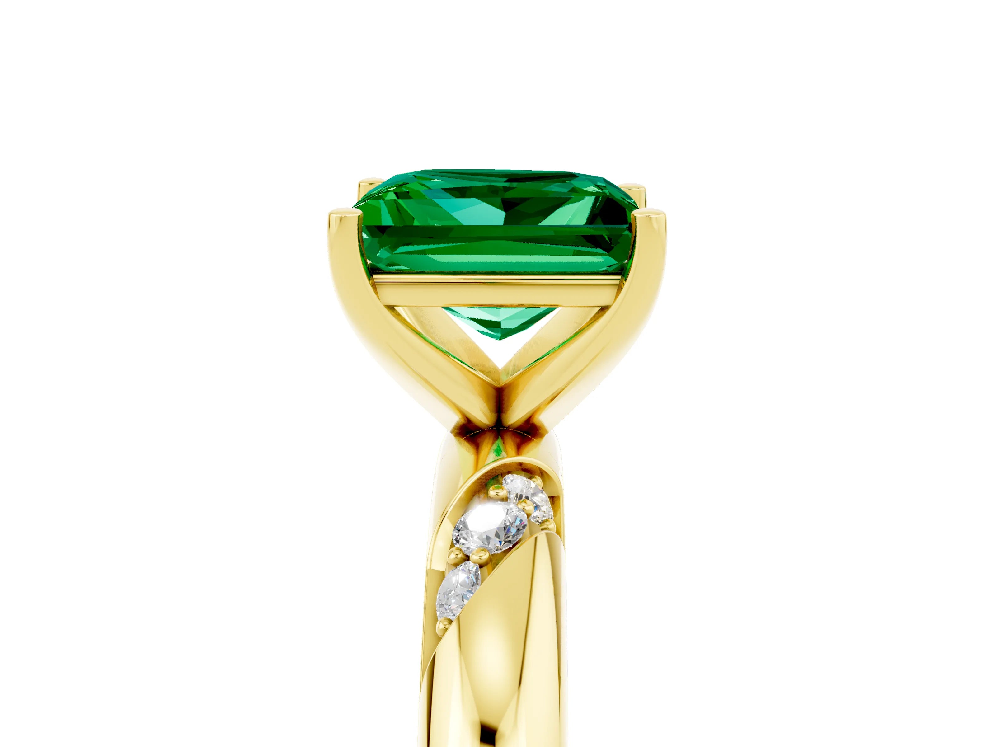 Yellow gold Princess Cut Solitaire Diamond Engagement Ring with Twisted Pave Band and Four-Prong Setting_5