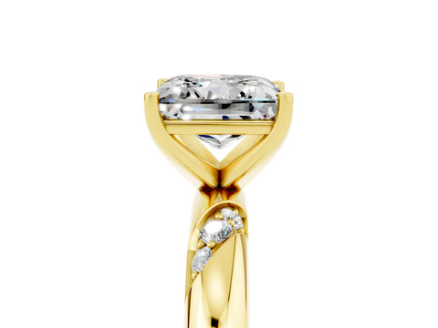 Yellow gold Princess Cut Solitaire Diamond Engagement Ring with Twisted Pave Band and Four-Prong Setting_5