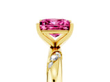 Yellow gold Princess Cut Solitaire Diamond Engagement Ring with Twisted Pave Band and Four-Prong Setting_5