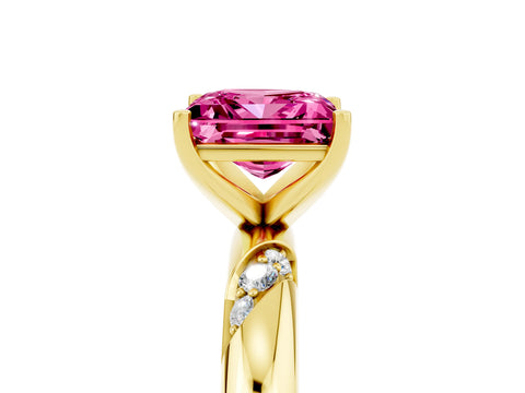 Yellow gold Princess Cut Solitaire Diamond Engagement Ring with Twisted Pave Band and Four-Prong Setting_5