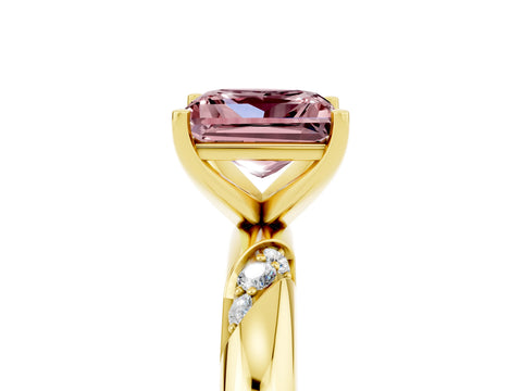 Yellow gold Princess Cut Solitaire Diamond Engagement Ring with Twisted Pave Band and Four-Prong Setting_5