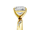 Yellow gold Princess Cut Solitaire Diamond Engagement Ring with Twisted Pave Band and Four-Prong Setting_8