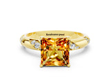 Yellow gold Princess Cut Solitaire Diamond Engagement Ring with Twisted Pave Band and Four-Prong Setting