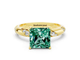 Yellow gold Princess Cut Solitaire Diamond Engagement Ring with Twisted Pave Band and Four-Prong Setting